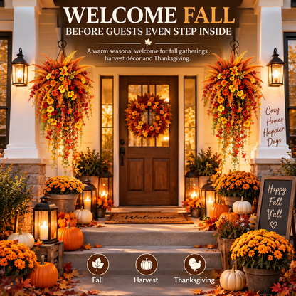 🍂 50% OFF Cascading Artificial Fern Swag 🏡 Fall Porch & Entryway Decor