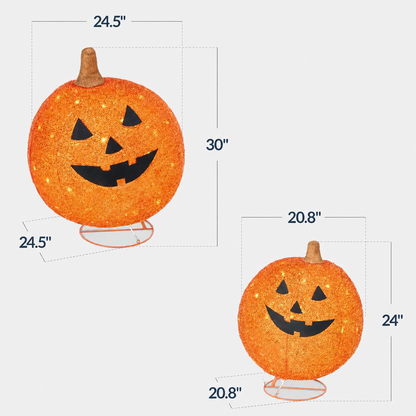 🎃 2-Piece Lighted Pumpkin Set: Halloween to Thanksgiving 2-in-1 Decor!