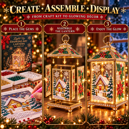 Light-Up Diamond Art Christmas Lantern DIY Craft Kit