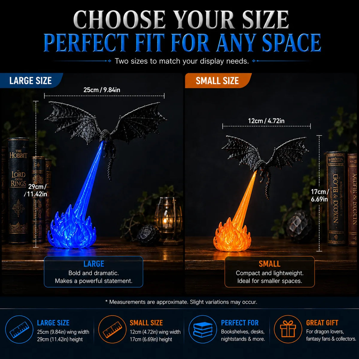 🐉 50% OFF Fire-Breathing Dragon Book Nook Light – Floating Fantasy Shelf Display