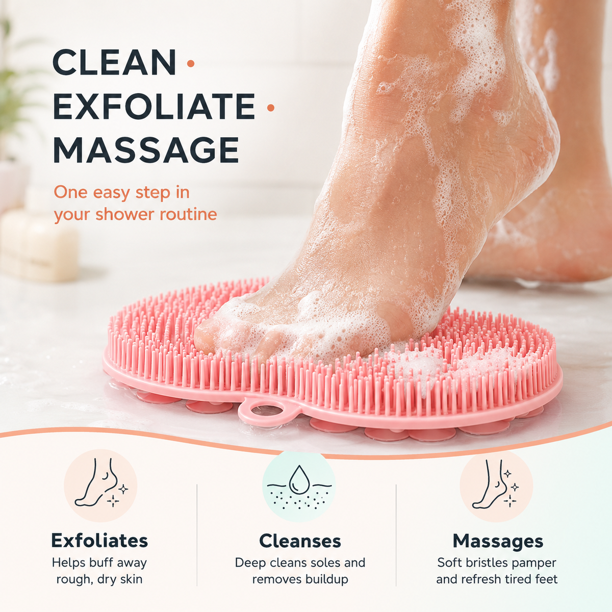 🔥 50% OFF 🦶 Hands-Free Foot Scrubber Mat – Clean, Exfoliate & Massage