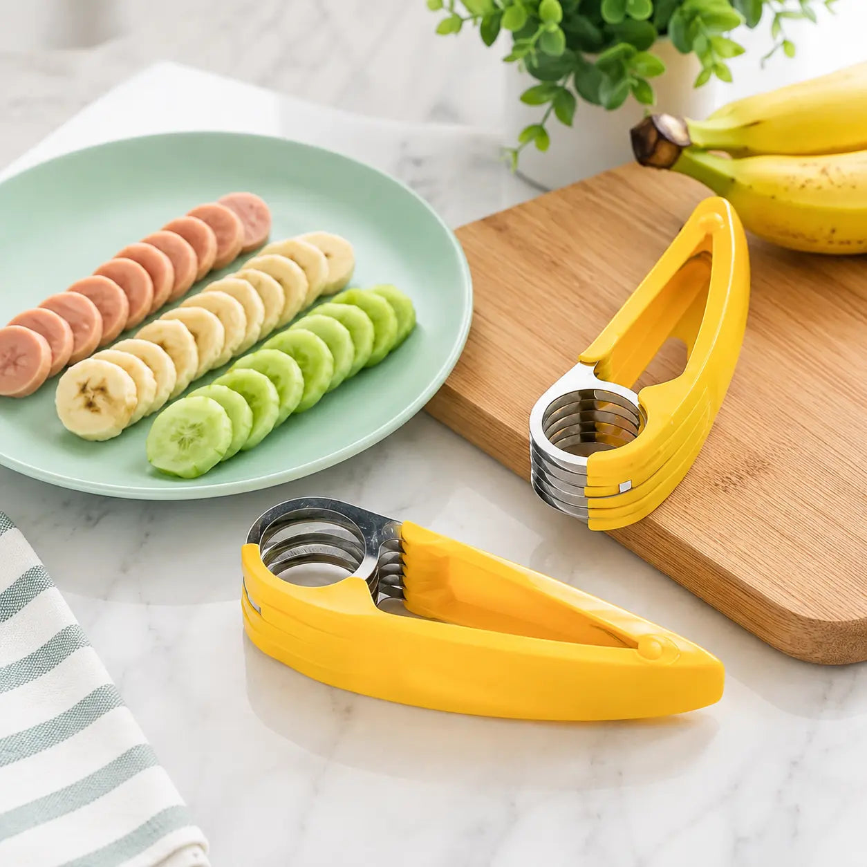 49% OFF 🍌 Handheld Banana Slicer – Perfect Slices in One Press