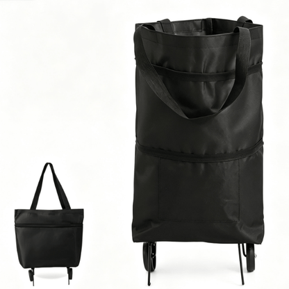Shopping bag with wheels, foldable small trolley for groceries, portable, large-capacity women's bag for home use