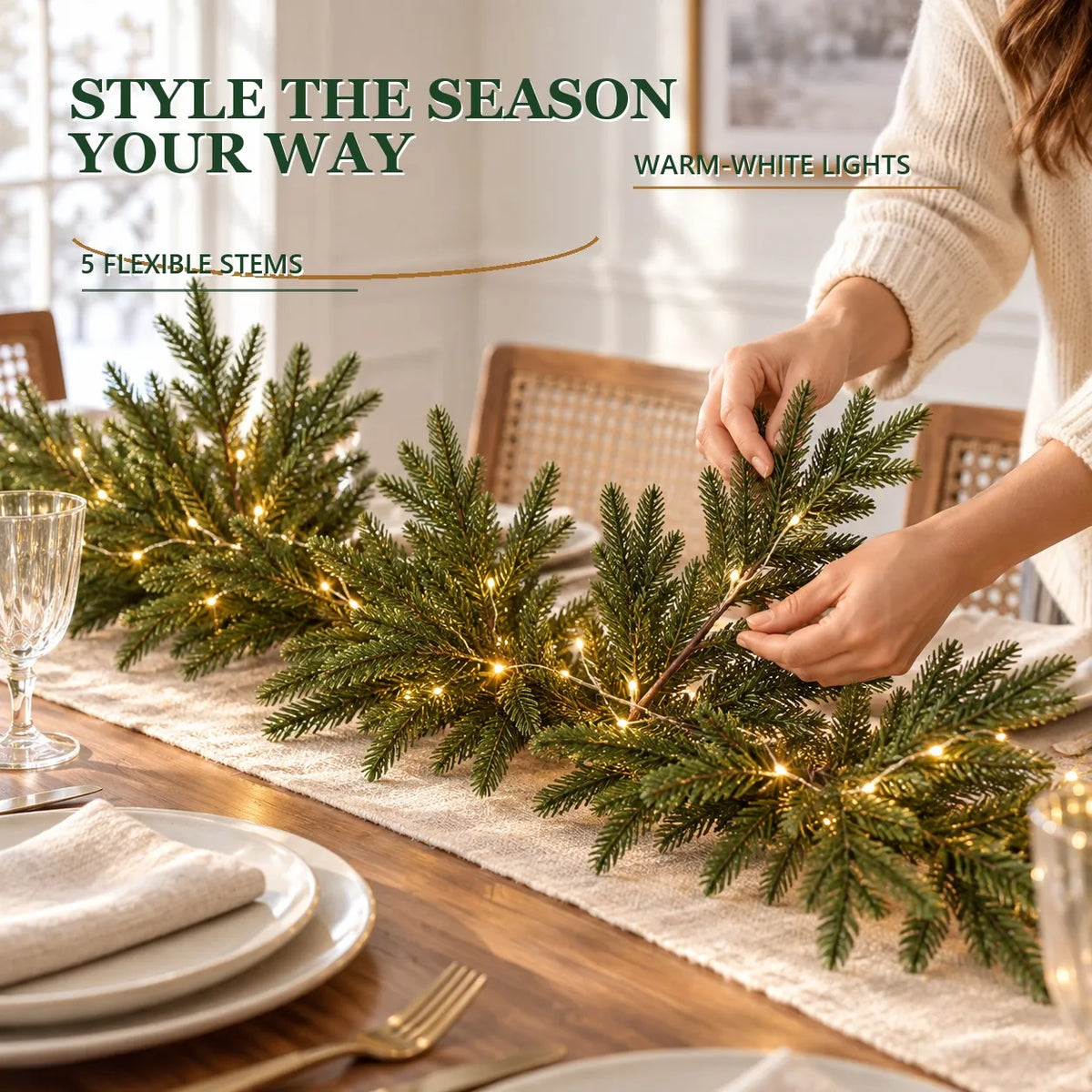 Lighted Norfolk Pine Branches – DIY Holiday Greenery Set