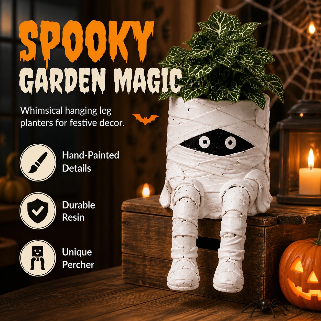 💀🎃Halloween Whimsical Hanging Leg Planter Hand-Painted Resin Succulent Pot💐(📦Buy 2 Free Shipping)