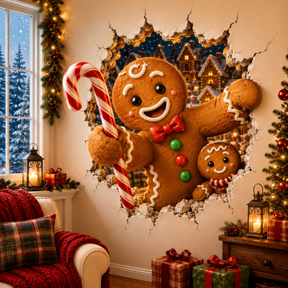 🔥Last Day 50% OFF-19.7'' 🎄 3D Christmas Break-In Wall Decal Peel and Stick Holiday Home Decor 🎅