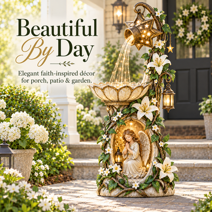🔥 Last Day 49% OFF👼✨ Angel Starlight Cascading Garden Fountain with Illuminated Star & Lily Accents 🌸