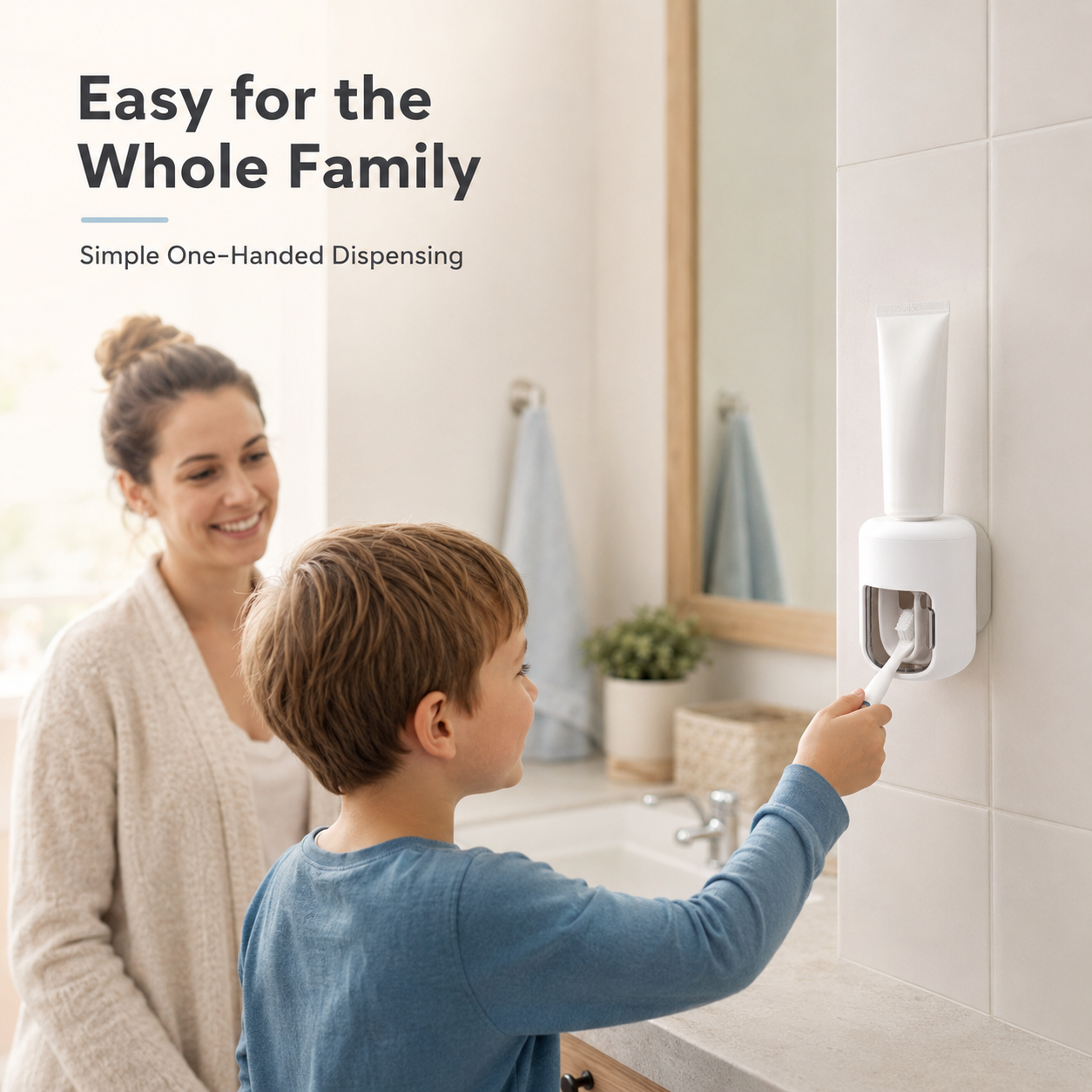 🦷✨ Wall-Mounted Automatic Toothpaste Dispenser with Dustproof Cover – No-Drill, One-Touch & Easy to Clean