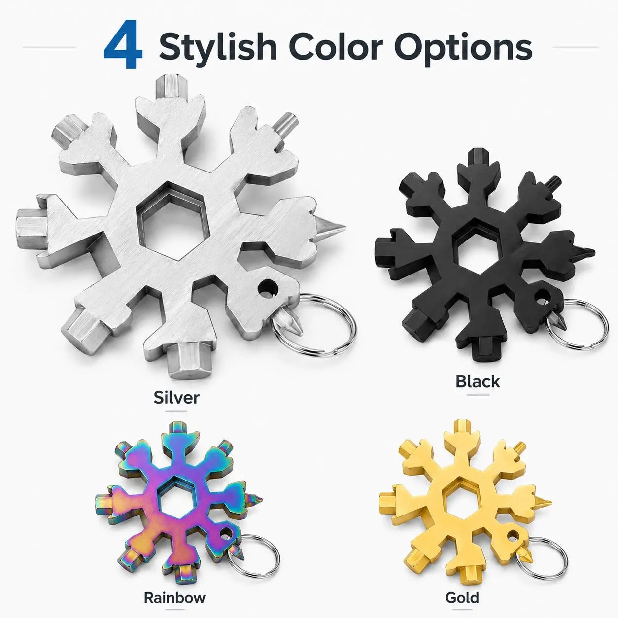 🔥 50% OFF 4 Pack-18-in-1 Snowflake Multi-Tool 🔧 Pocket Wrench, Screwdriver & Opener