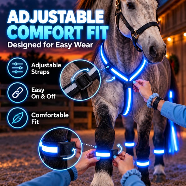 NightGlow™ LED Horse Gear Set – Light-Up Chest Harness, 4 Leg Bands & Tail Strand