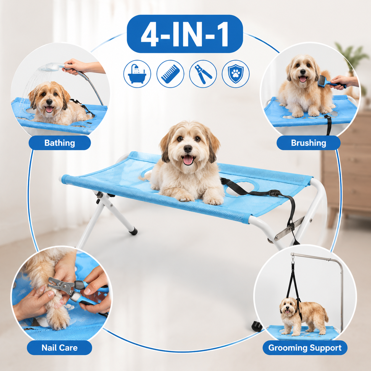 4-in-1 Pet Grooming Station | Stress-Free Bathing, Nail Care & Grooming for Cats & Dogs