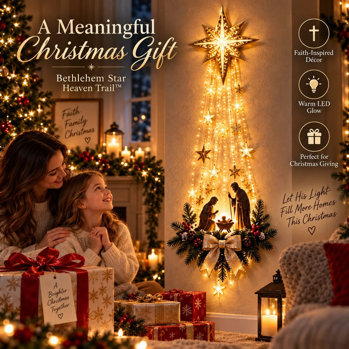 ✨ 50% OFF Lighted Bethlehem Star Nativity Wall Decor – Faith-Inspired Christmas Decoration