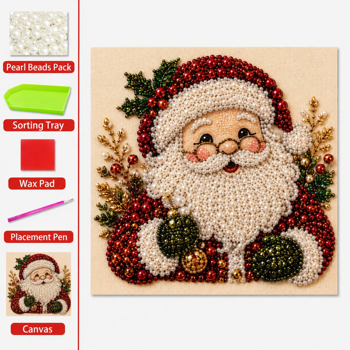 ✨ 3D Christmas Shimmering Pearl Art Diamond Painting DIY Craft Kit 🎄