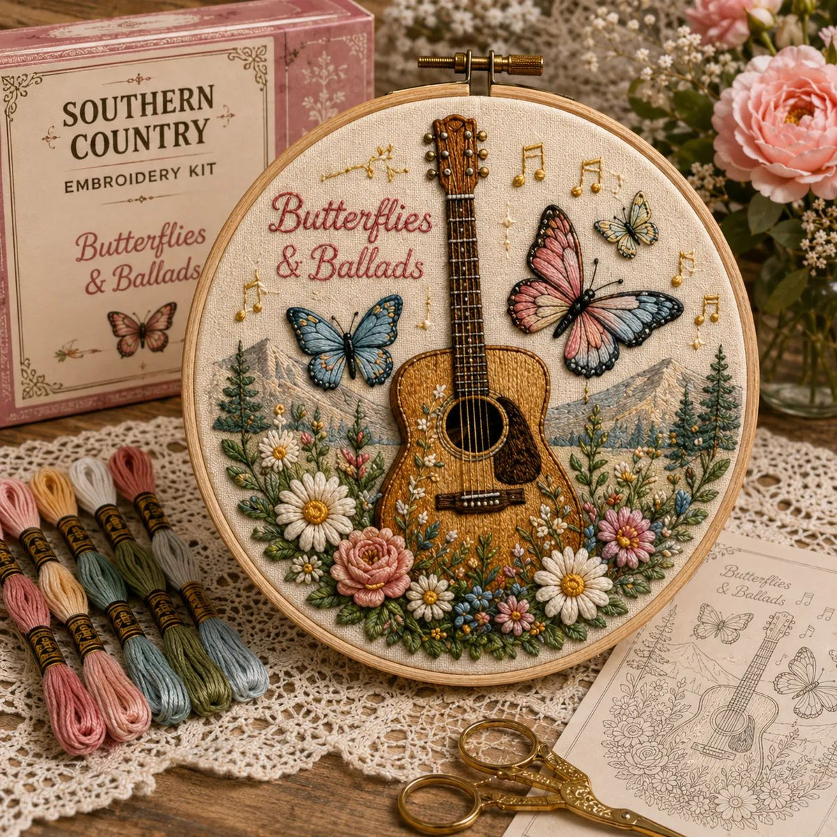 🧵 Southern Country Embroidery Kit Collection | Beginner-Friendly Wooden Hoop Art DIY Keepsake 🌼