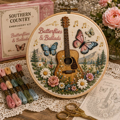 🧵 Southern Country Embroidery Kit Collection | Beginner-Friendly Wooden Hoop Art DIY Keepsake 🌼