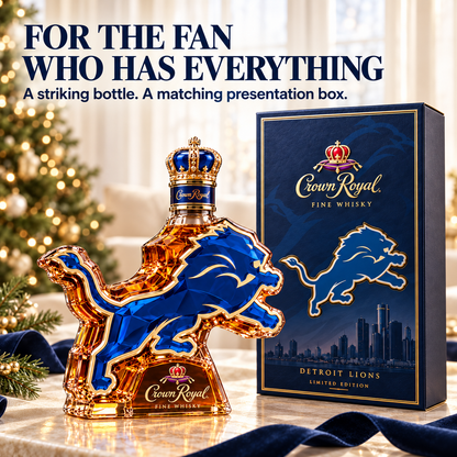 🦁 Detroit Lions Pride Crown Royal Whiskey Decanter Bottle with Luxury Gift Box 👑