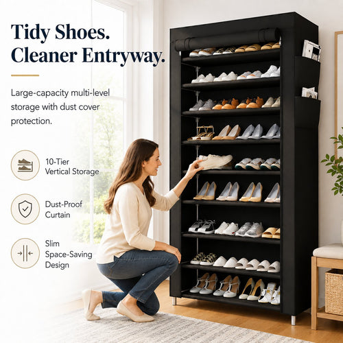 👟 Home Organization Sale 50% OFF — Large Capacity Shoe Storage Cabinet | Multi-Level Entryway Shoe Organizer With Dust Cover