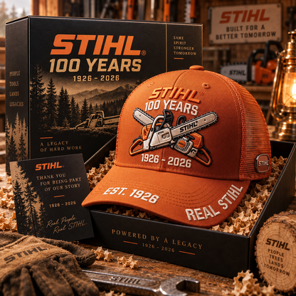 🌲 STIHL 100th Anniversary Commemorative Trucker Cap with Breathable Mesh Back 🧢