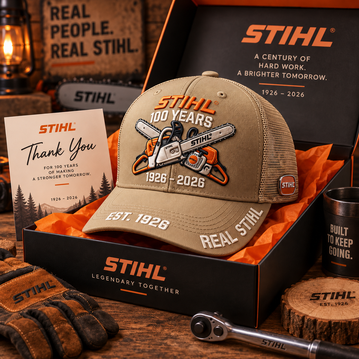 🌲 STIHL 100th Anniversary Commemorative Trucker Cap with Breathable Mesh Back 🧢