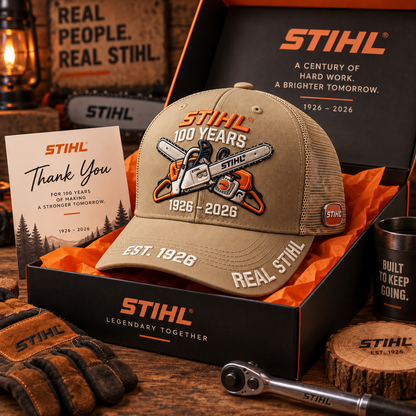 🌲 STIHL 100th Anniversary Commemorative Trucker Cap with Breathable Mesh Back 🧢