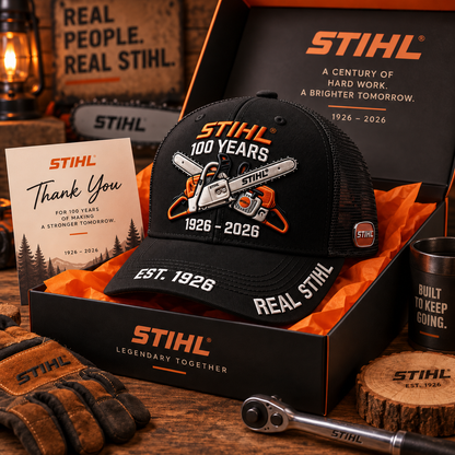 🌲 STIHL 100th Anniversary Commemorative Trucker Cap with Breathable Mesh Back 🧢