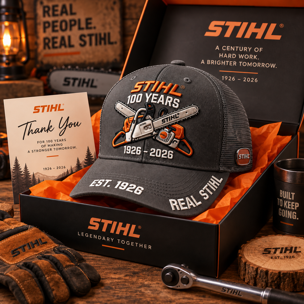 🌲 STIHL 100th Anniversary Commemorative Trucker Cap with Breathable Mesh Back 🧢
