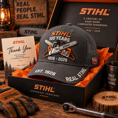 🌲 STIHL 100th Anniversary Commemorative Trucker Cap with Breathable Mesh Back 🧢