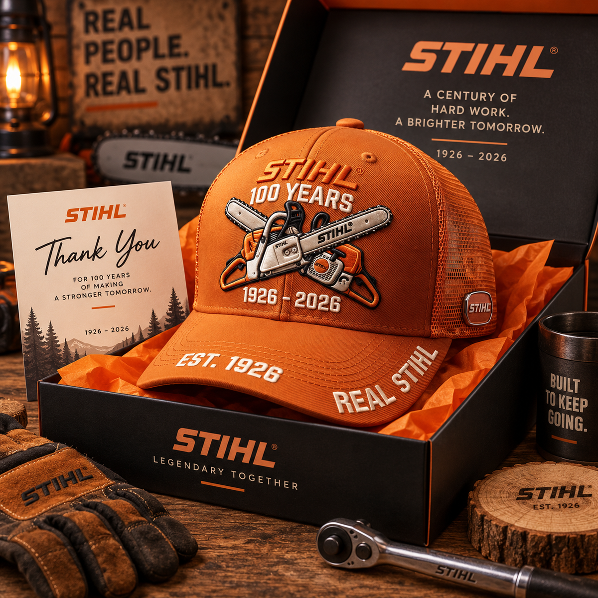 🌲 STIHL 100th Anniversary Commemorative Trucker Cap with Breathable Mesh Back 🧢