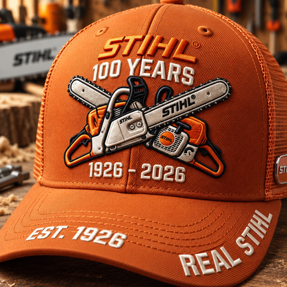 🌲 STIHL 100th Anniversary Commemorative Trucker Cap with Breathable Mesh Back 🧢
