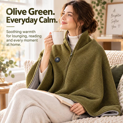 Limited-Time Discount🔥 Wearable Heated Poncho Blanket – Zip-Up Hands-Free Warmth for Home & Travel