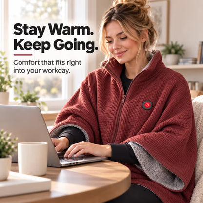 Limited-Time Discount🔥 Wearable Heated Poncho Blanket – Zip-Up Hands-Free Warmth for Home & Travel