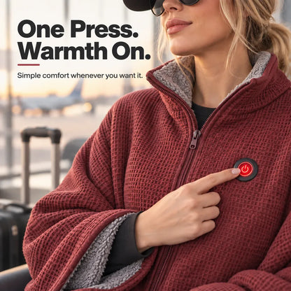 Limited-Time Discount🔥 Wearable Heated Poncho Blanket – Zip-Up Hands-Free Warmth for Home & Travel