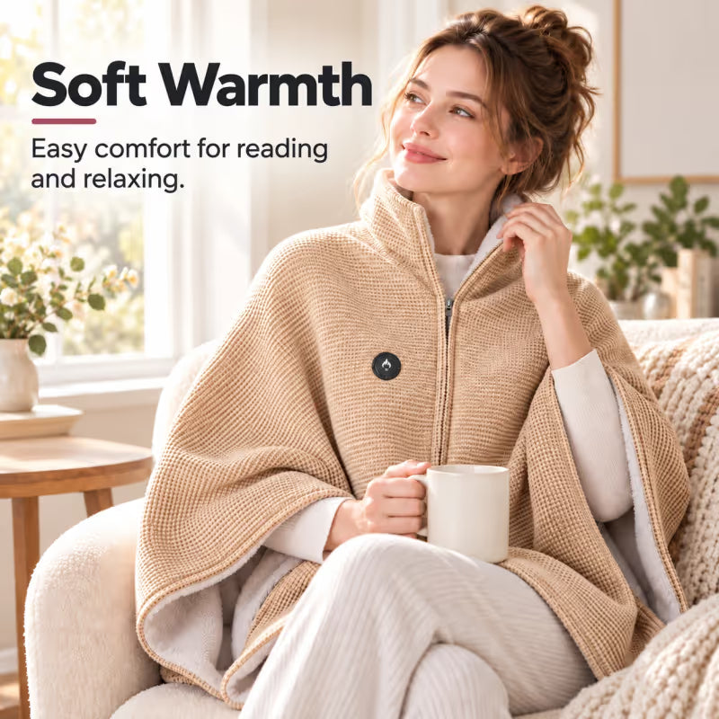 Limited-Time Discount🔥 Wearable Heated Poncho Blanket – Zip-Up Hands-Free Warmth for Home & Travel