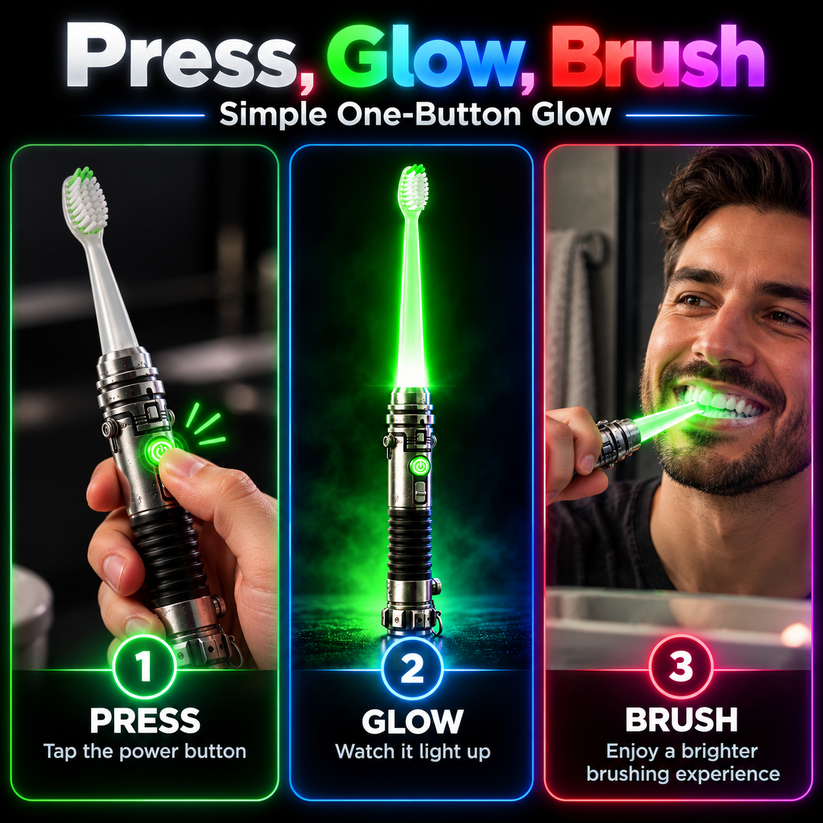 ✨ Glow Brush LED Manual Toothbrush - Fun Light-Up Soft Bristle Toothbrush