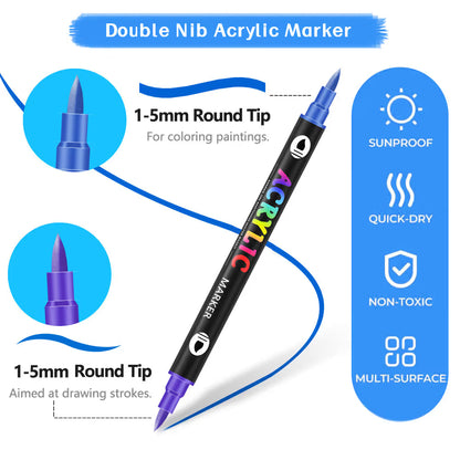 Dual Tip Acrylic Paint Pen Marker - 24/48/72/120Colors