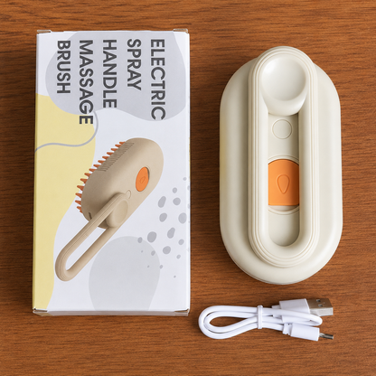 Electric Pet Spray Brush for Cats & Dogs – One-Touch Mist Grooming & Massage Brush