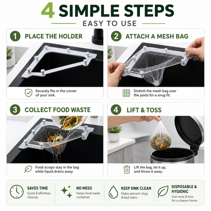 🔥 50% OFF Upgraded Sink Drain Rack ✨ 50 Filter Bags Included For Easy Cleanup