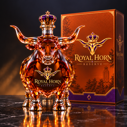 🐂 Texas Longhorn Collector’s Bottle 👑 Sculpted Display & Gift Box