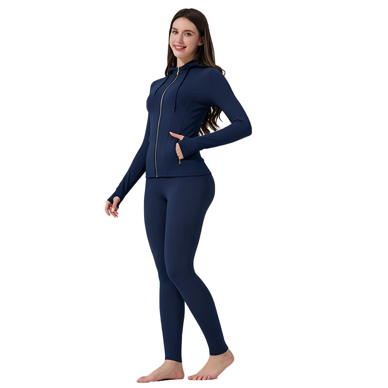 ✨ Sculpt-Seamless 2-Piece Athletic Performance Jacket & High-Waist Leggings Active Set 🏃‍♀️