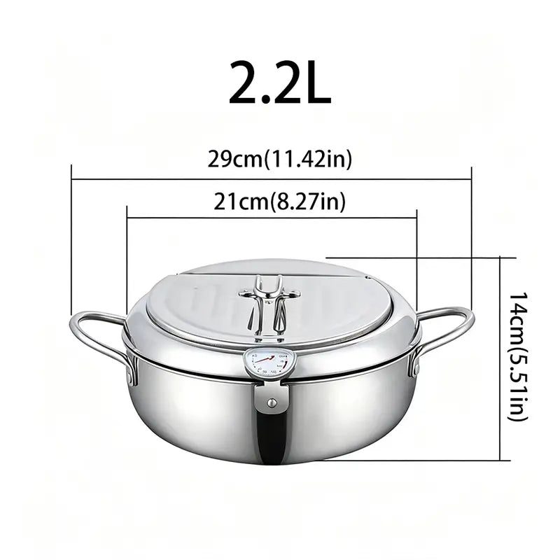 🔥 50% OFF 🍤 Stainless Steel Tempura Fryer Pot with Thermometer