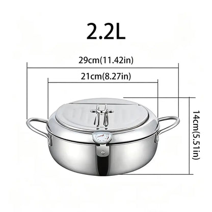 🔥 50% OFF 🍤 Stainless Steel Tempura Fryer Pot with Thermometer