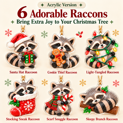 🦝Adorable Christmas Raccoon Ornaments