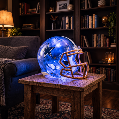 🏈 Handmade Football Helmet Lamp – LED Team Fan Cave Light with 32 Team Styles