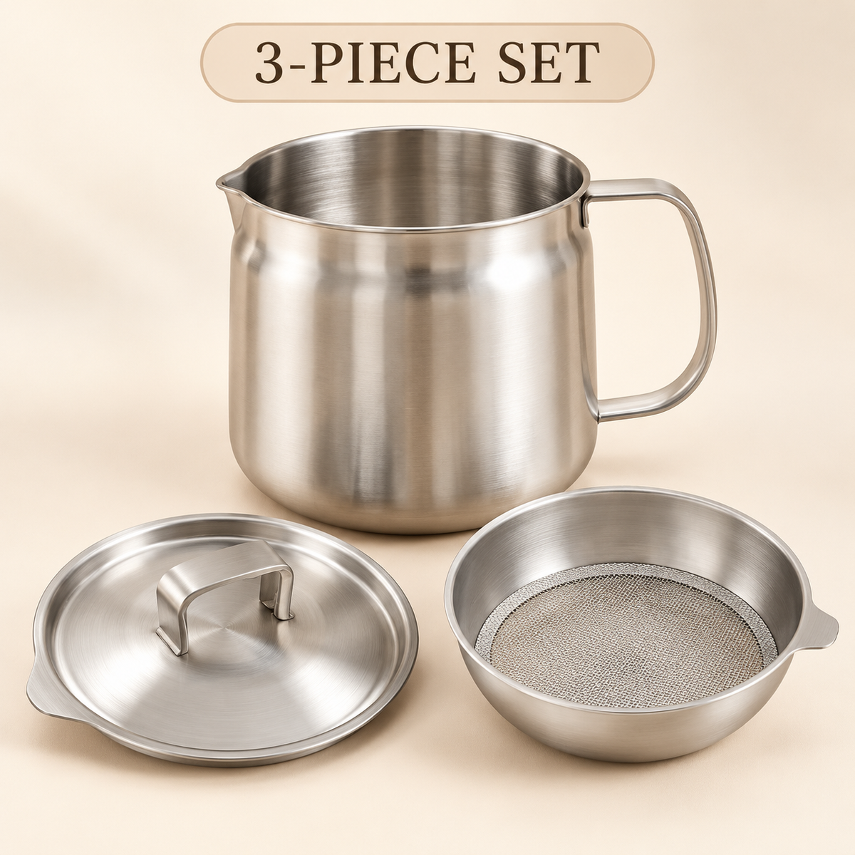 🍳 4-in-1 304 Stainless Steel Deep Fryer & Oil Strainer Pot Set – Fry, Filter & Store Cooking Oil with Ease