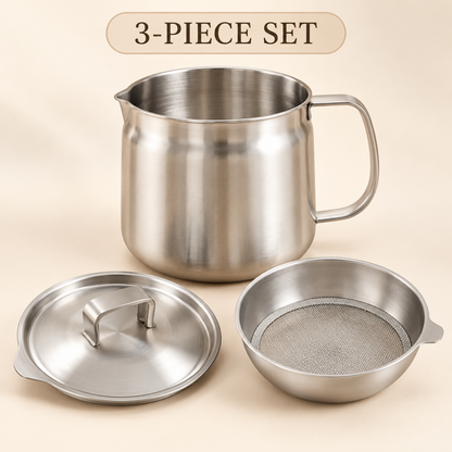 🍳 4-in-1 304 Stainless Steel Deep Fryer & Oil Strainer Pot Set – Fry, Filter & Store Cooking Oil with Ease