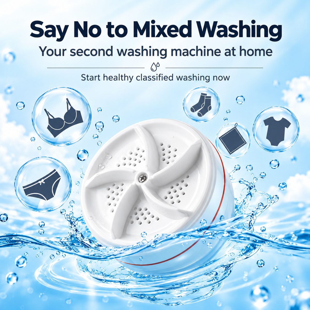 🔥LIMITED-TIME 50% OFF! 🌀 Portable Ultrasonic Vortex Turbine Mini Washing Machine💧