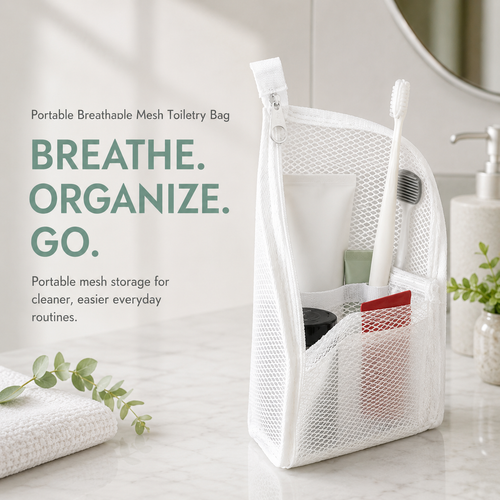 🔥 50% OFF 2-Pack Mesh Toiletry Organizer Bag –🧼 Breathable Travel Storage