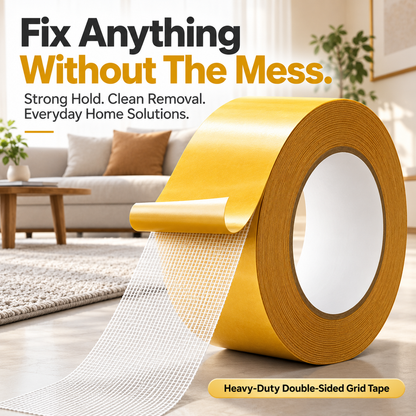 🔥 49% OFF Heavy-Duty Double-Sided Grid Tape 🏠 Strong Removable Carpet Tape