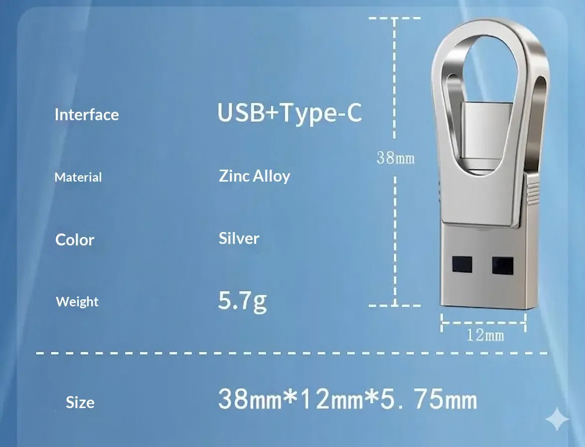 📱 3-in-1 Mobile USB 3.0 Flash Drive – USB-C, USB-A & Lightning File Transfer