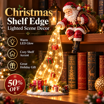🎄 50% OFF Christmas Shelf Edge Lighted Scene Decor ✨ Create A Magical Holiday Corner At Home